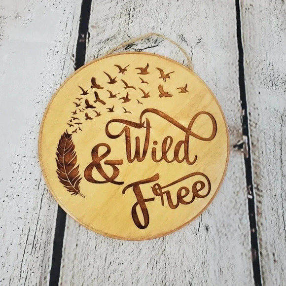 Wild and Free 7in Wood Sign - Picture 1 of 2